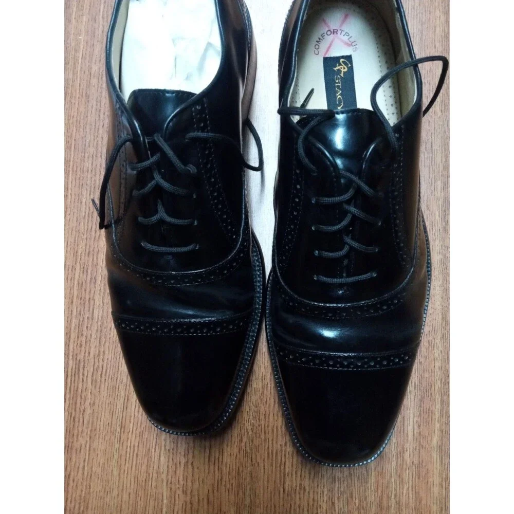 STACY ADAMS MENS Leather WING-TIP Black DRESS SHOES Sz: 12 M